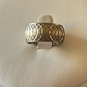 Vintage Park Lane Embossed Eternity Ring Silver Tone Size 7 Mob Wife